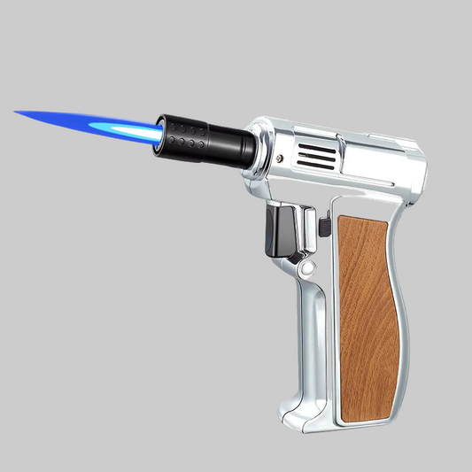 Gas Lighter Torch "Silver Metal Color" Pistol grip Handle