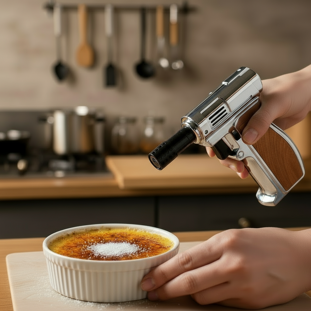 Gas Lighter Torch "Silver Metal Color" Pistol grip Handle