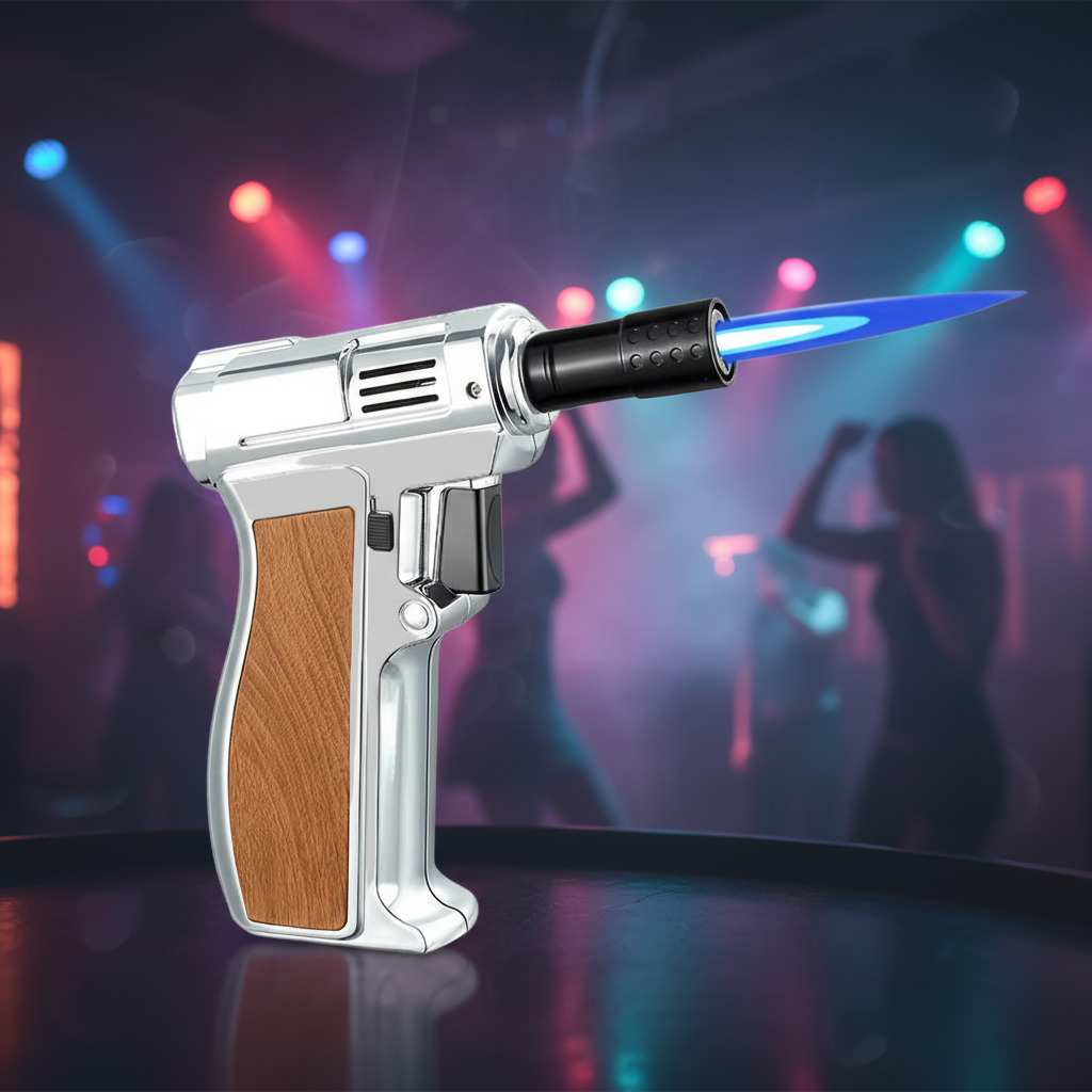 Gas Lighter Torch "Silver Metal Color" Pistol grip Handle