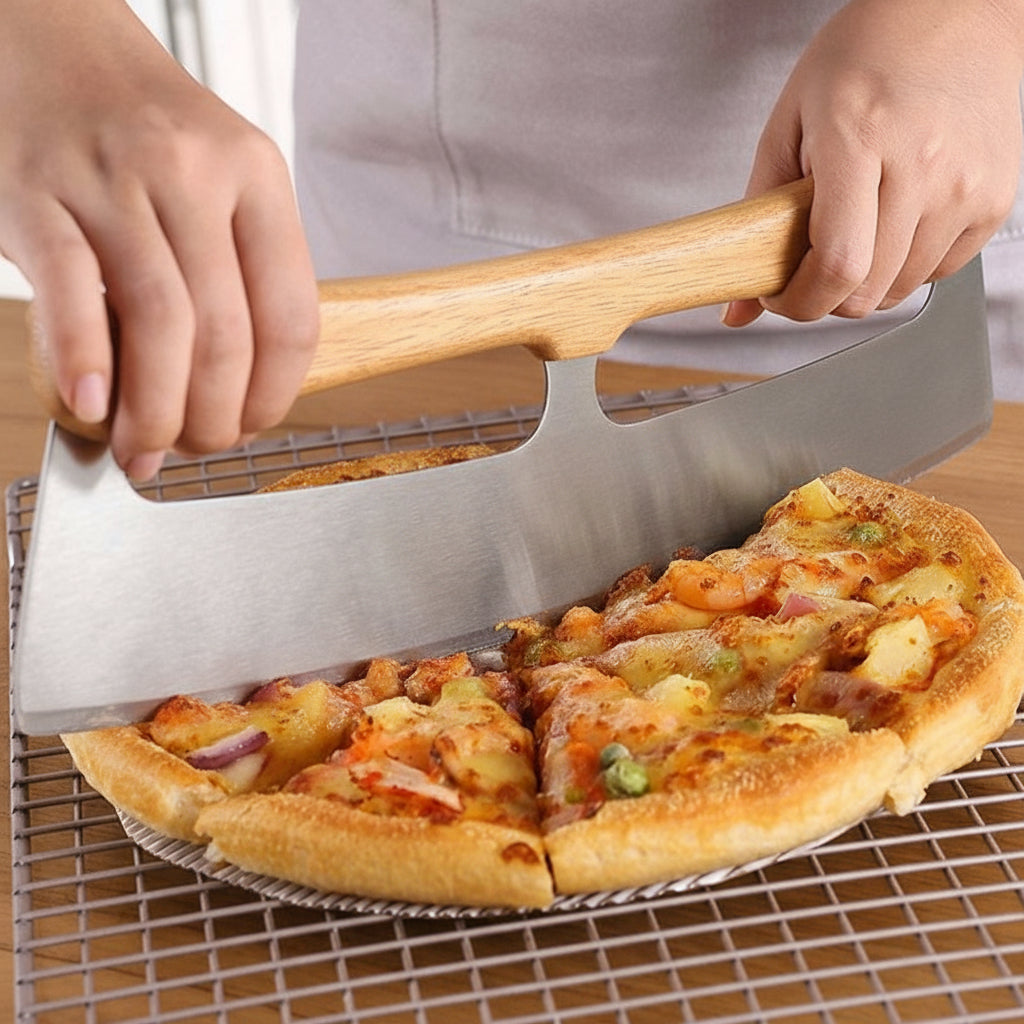 14" Pizza Cutter, Premium Wooden Handle