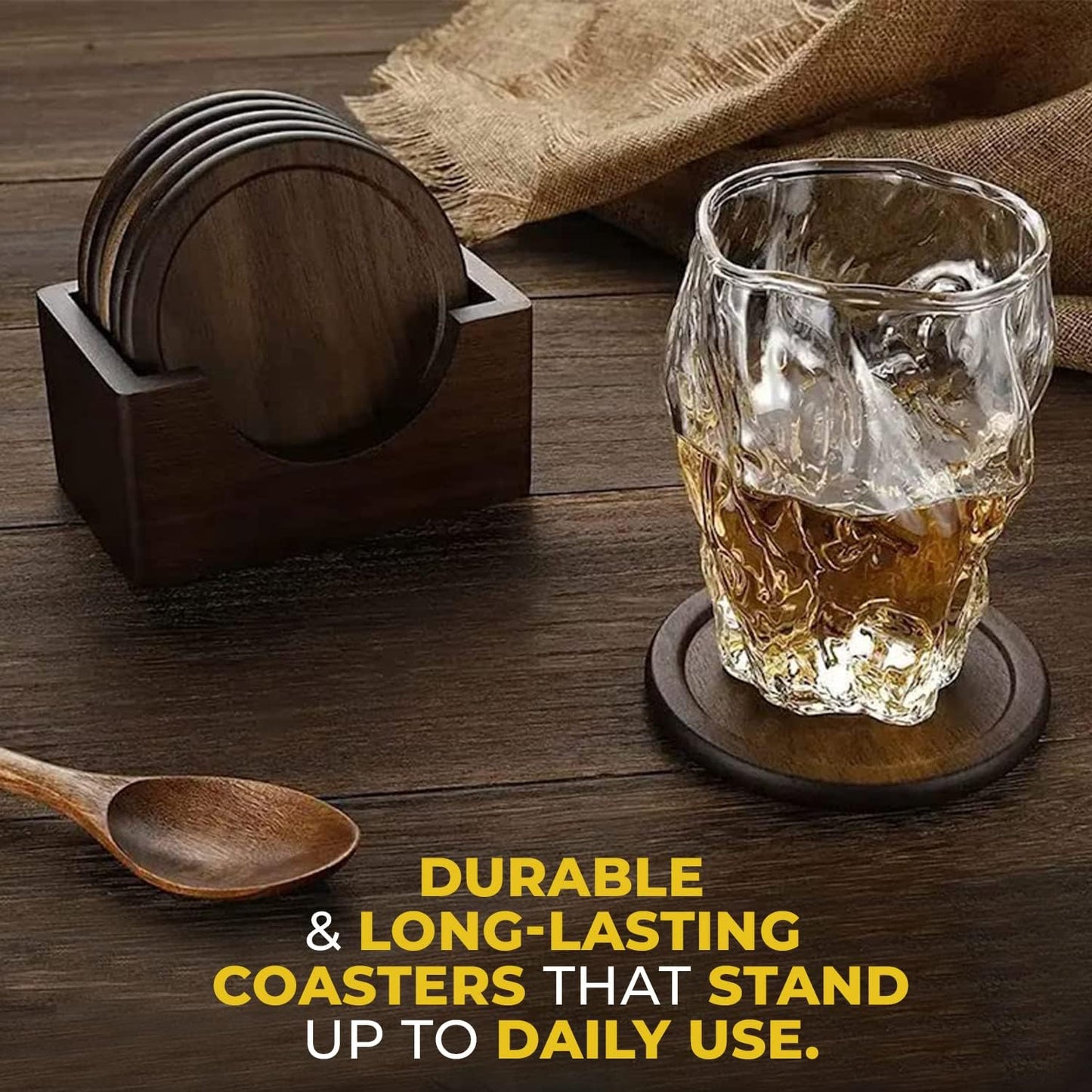 Wooden Coasters, Dark Walnut Hardwood