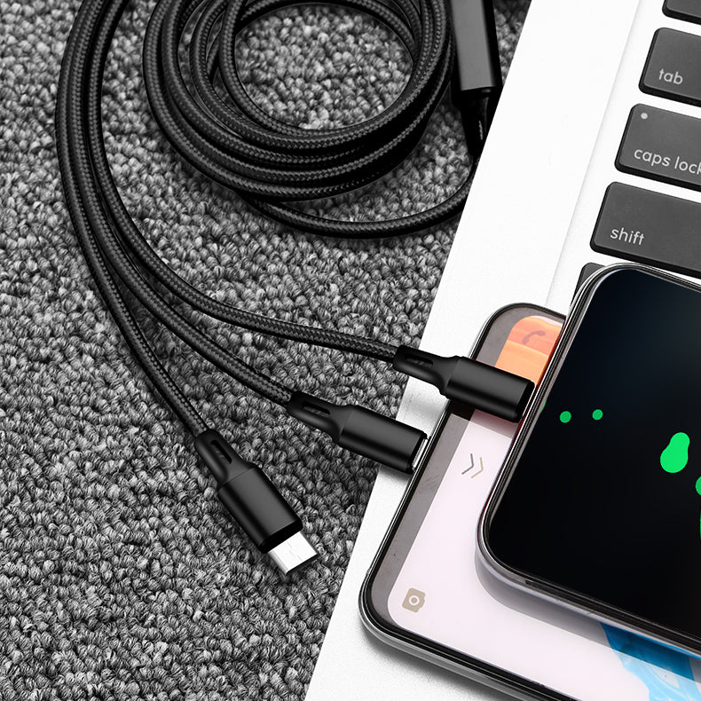 Black, 3 in 1 Charging Cable