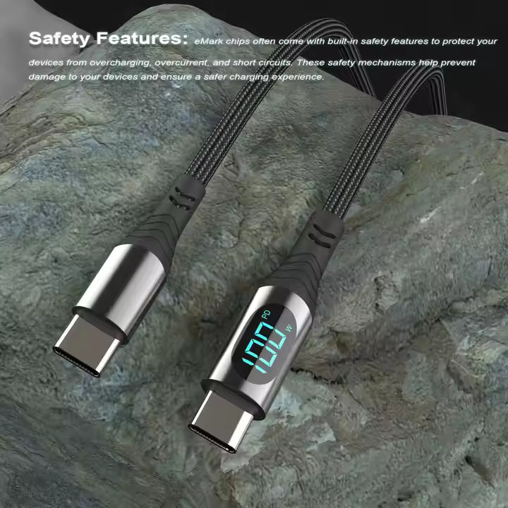 LED 6.5ft Type-C to Type-C Charging Cable, 100W