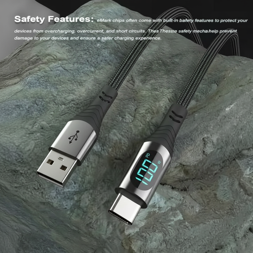 LED 6.5ft USB to Type-C Charging Cable, 100W