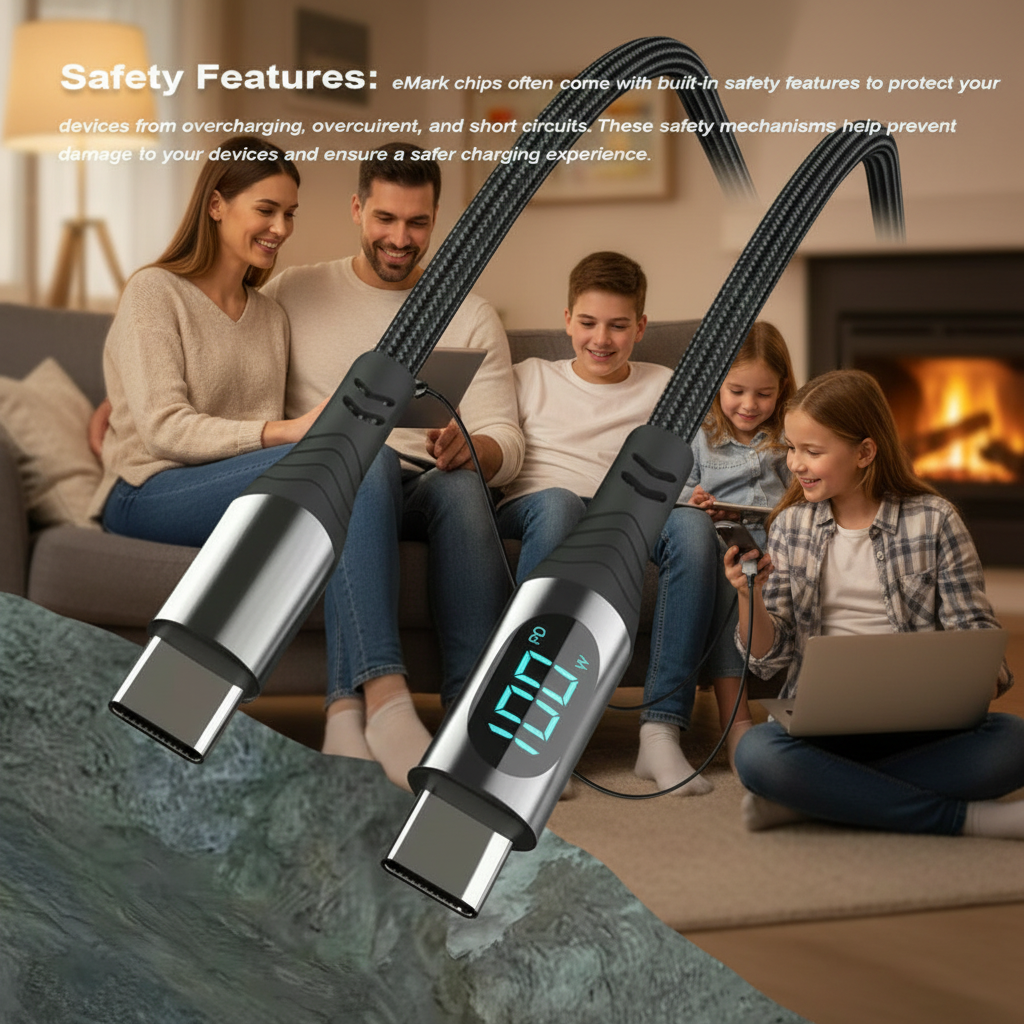 LED 4ft Type-C to Type-C Charging Cable, 100W