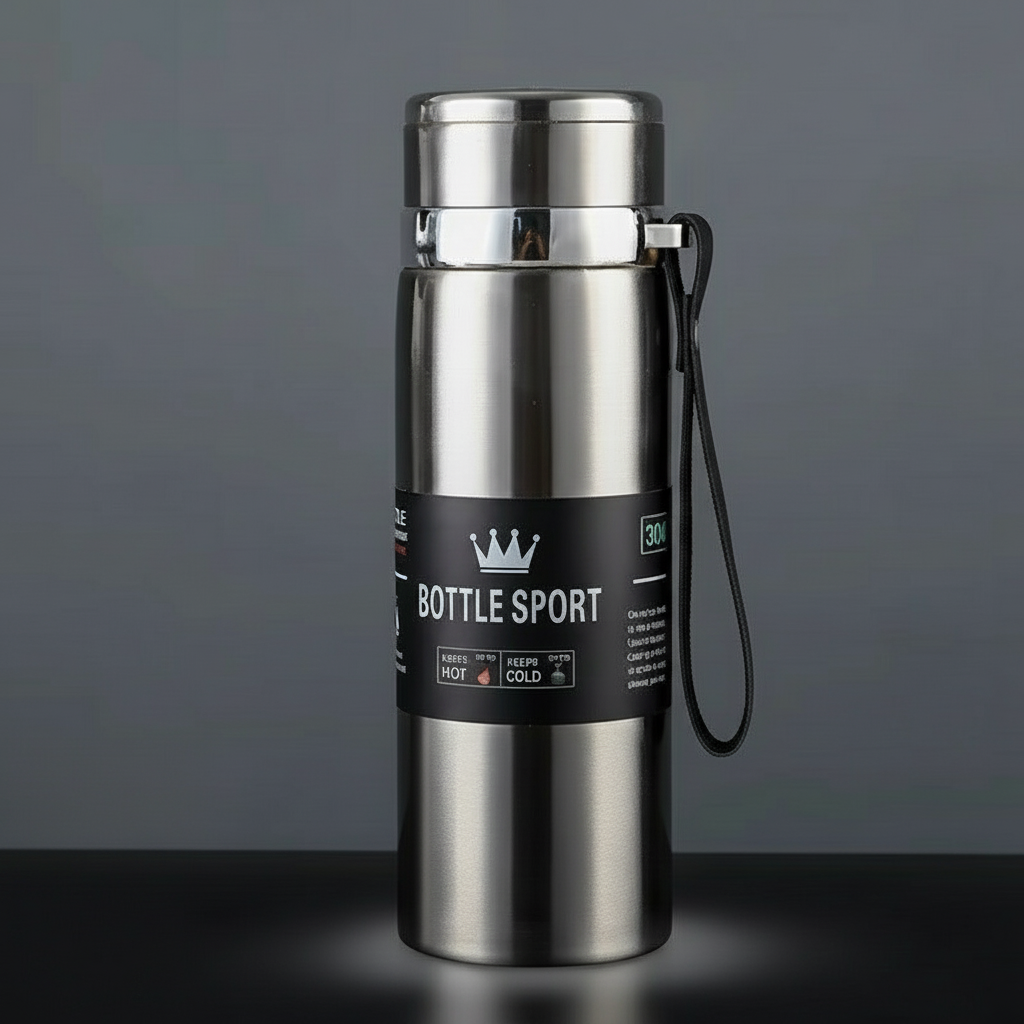 Vacuum Insulated Thermos, Double-wall Stainless Steel, 34 Oz