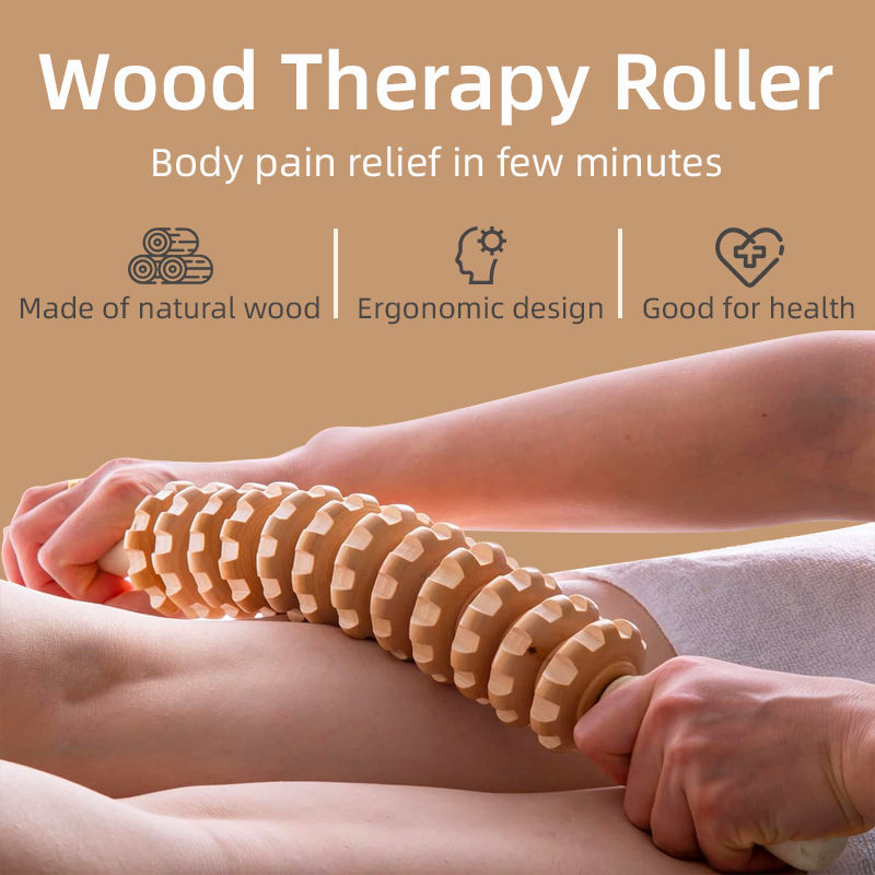 Wooden Massage Roller Stick, 12 Axes