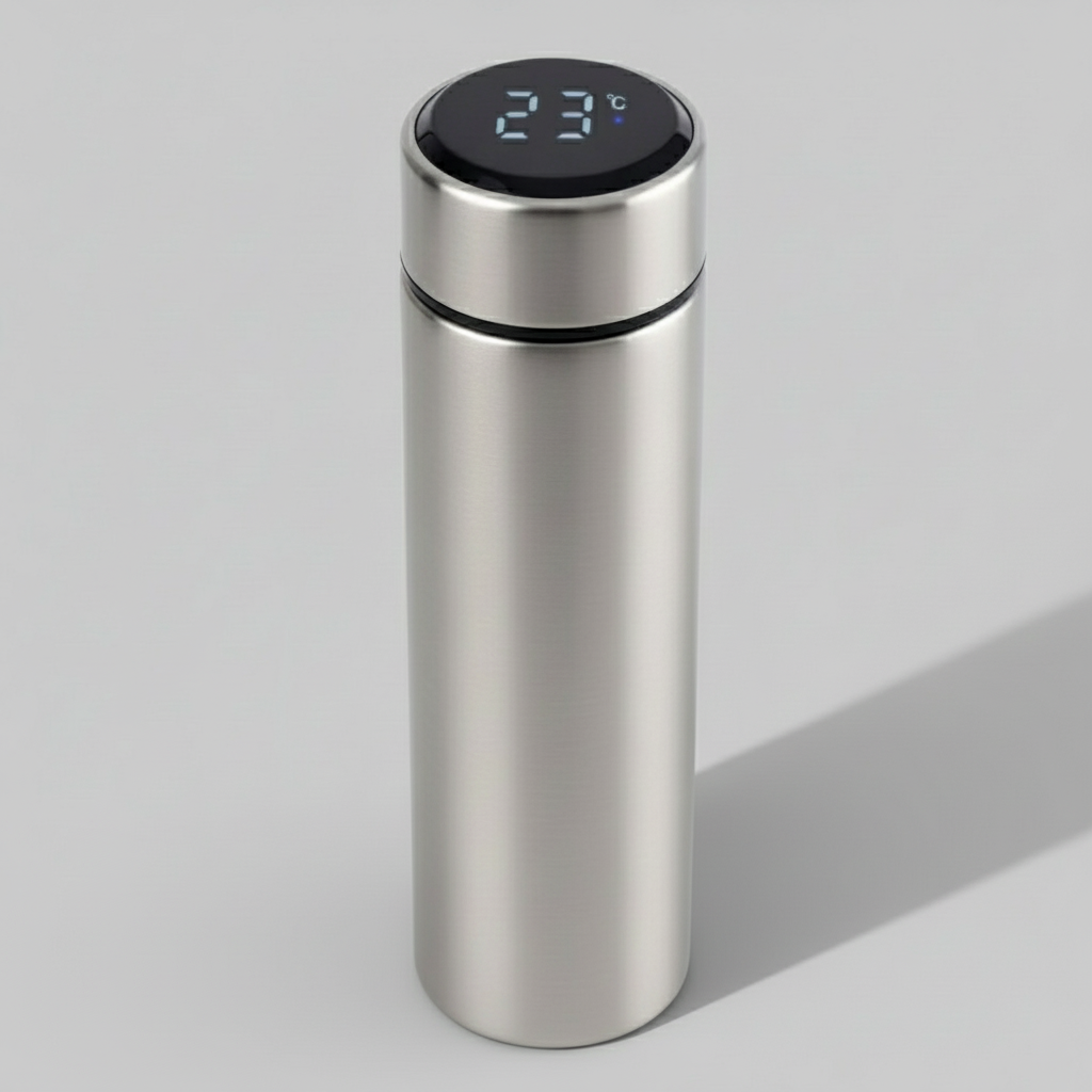 Vacuum Insulated Smart Thermos,  Digital LED Temperature Display, Stainless Steel, 17 Oz