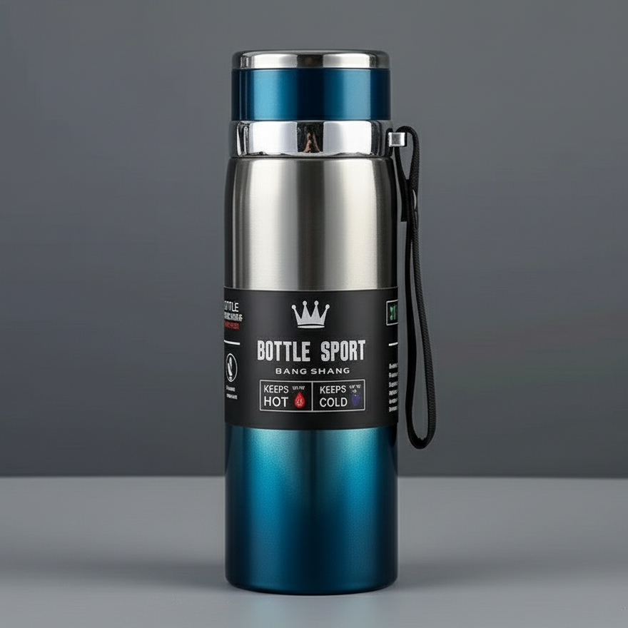 Vacuum Insulated Thermos, Double-wall Stainless Steel, 34 Oz