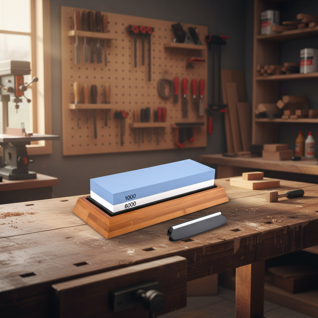 Knive Sharpening Water Stone,  Sized at 7x2.4x1.2 inches, with bonus Angle Guide