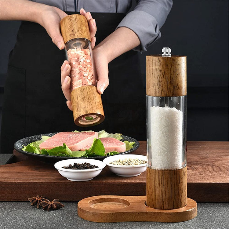 Salt and Pepper Grinder Set, Acrylic see-through, 8" Tall