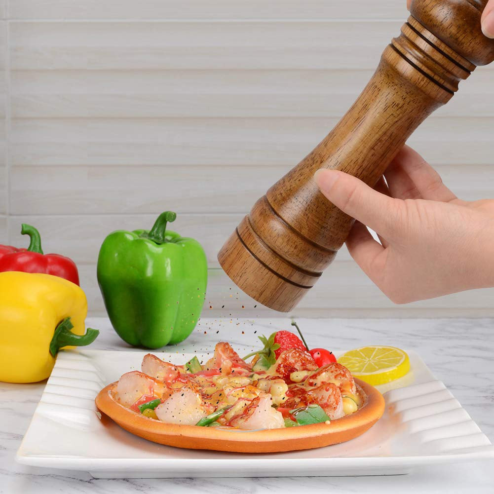 Classic style Pepper Grinder, 8", Natural Rubberwood