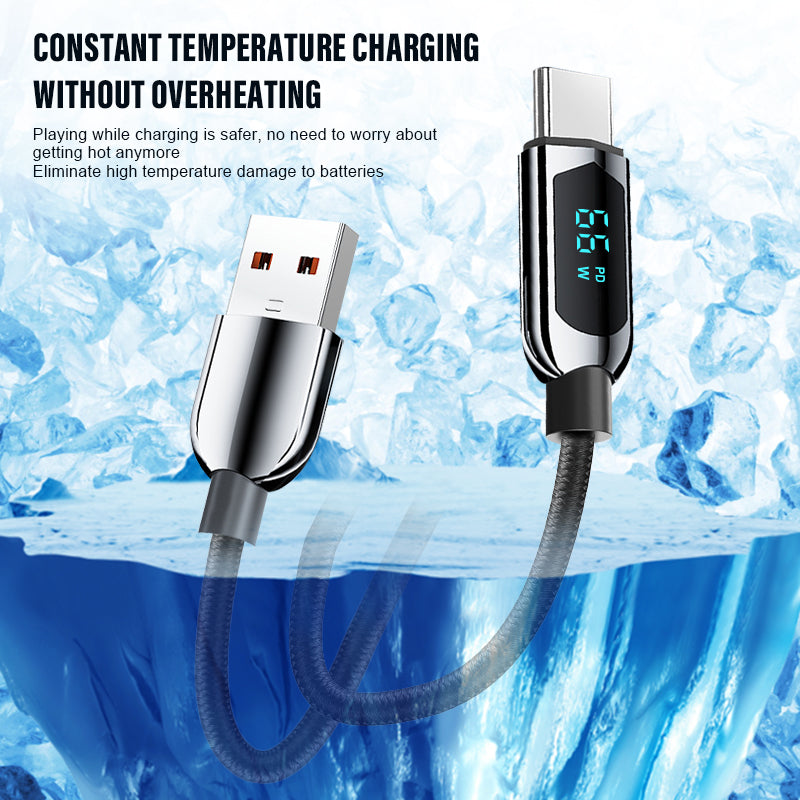 LED 6.5ft USB to Type-C Charging Cable, 100W