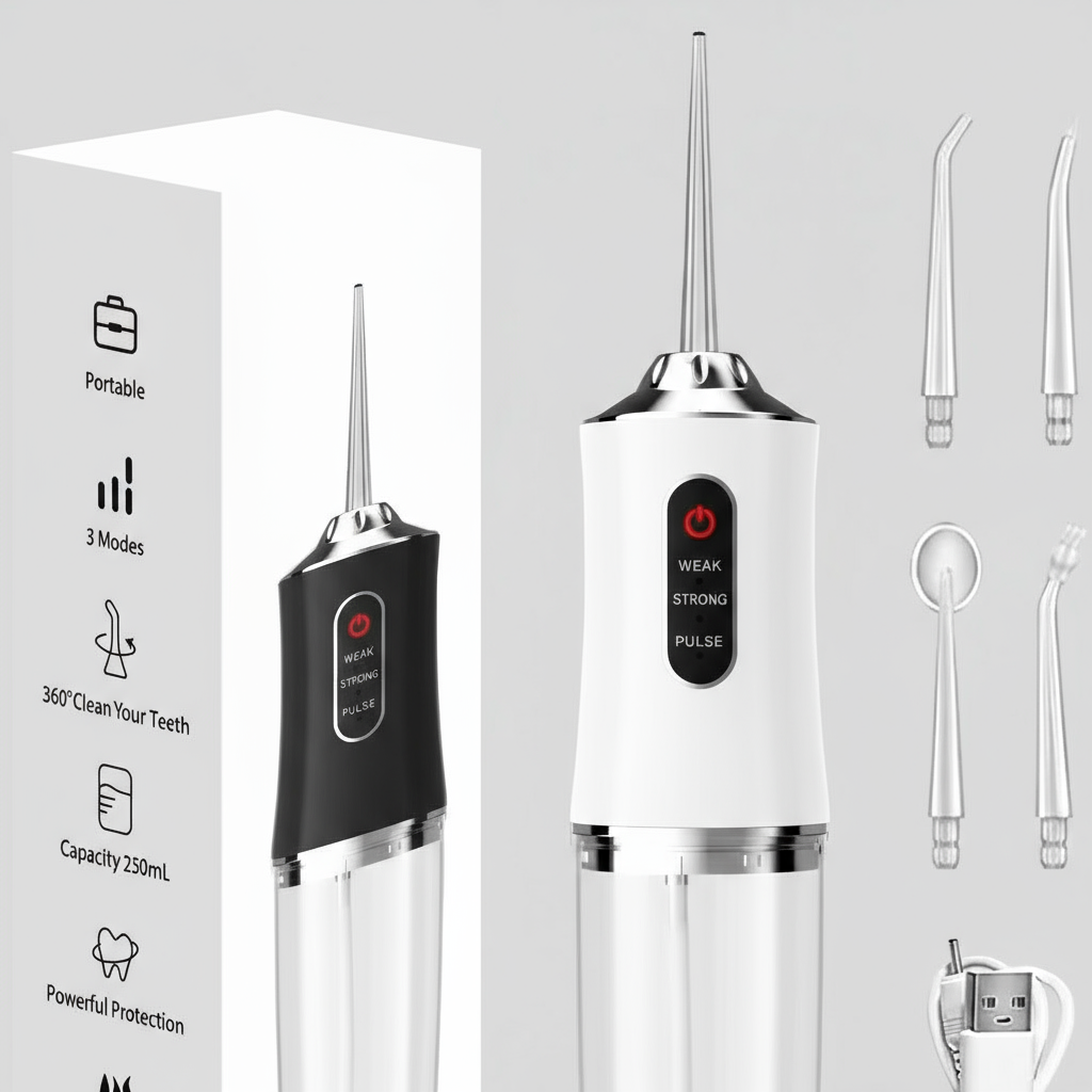 Electric Oral Irrigator, White, Rechargeable