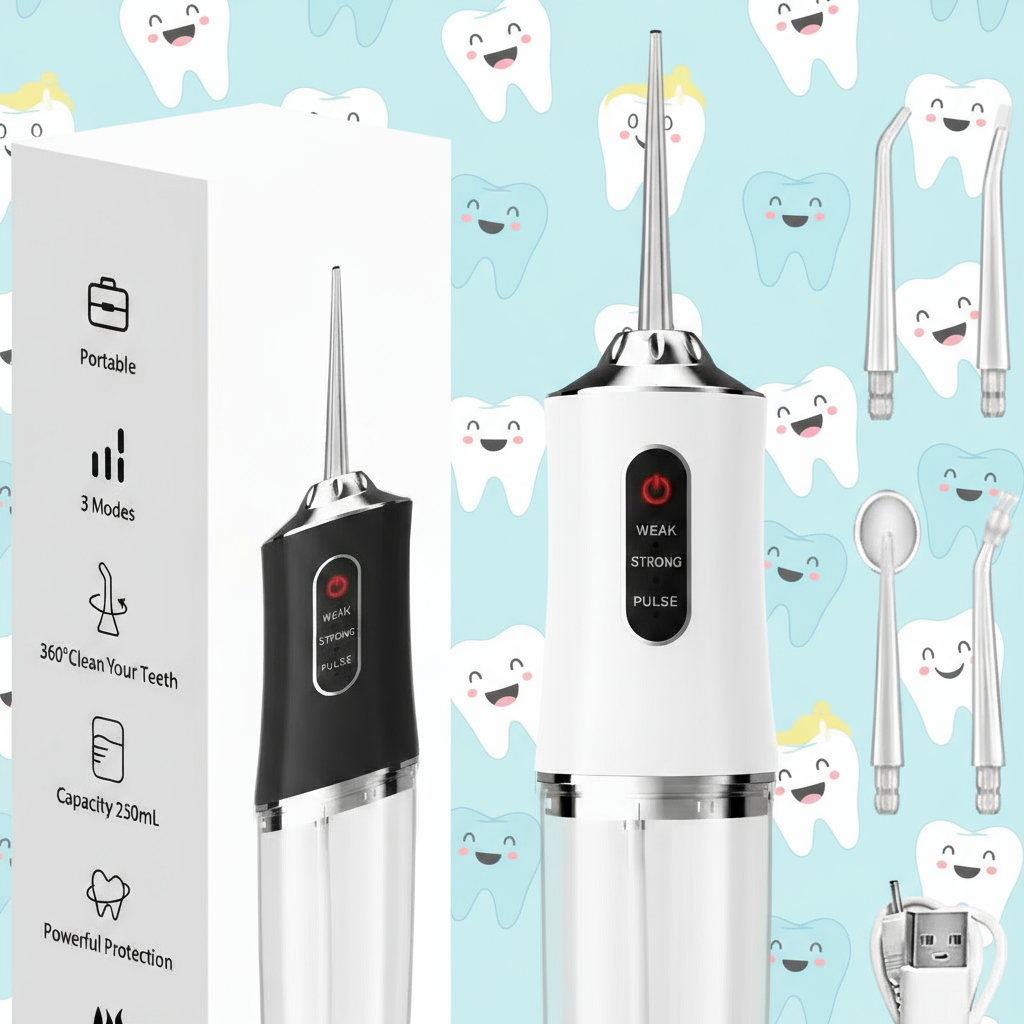 Electric Oral Irrigator, White, Rechargeable