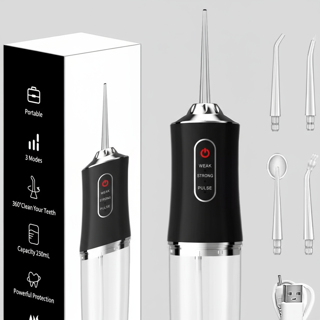 Electric Oral Irrigator, Black, Rechargeable