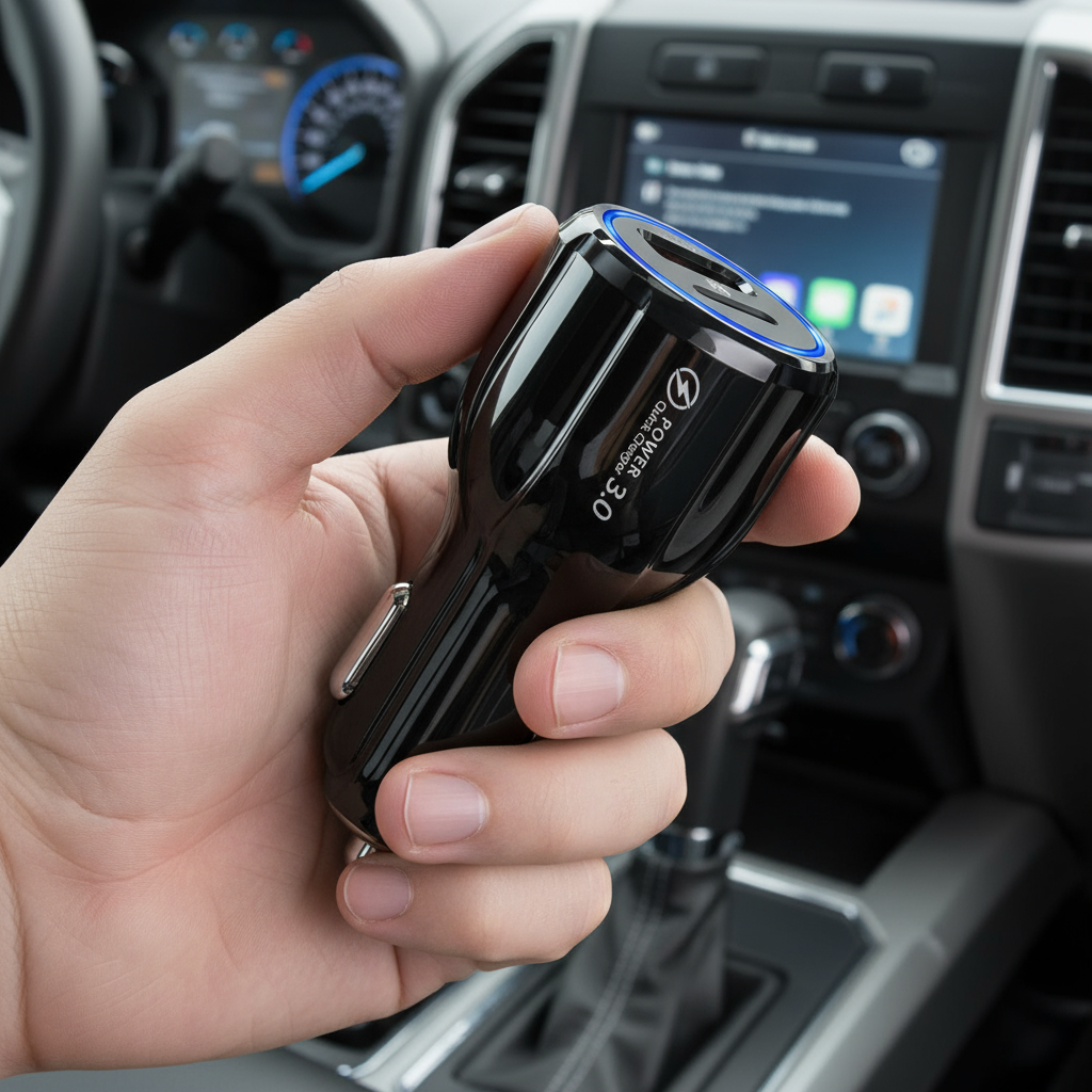 2 Outlets, Black, Car Cell Phone Charger, High Power, 3A