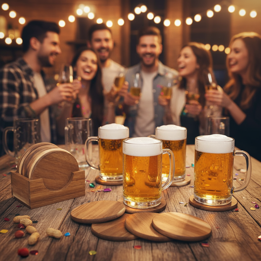 Wooden Coasters, Light Hardwood