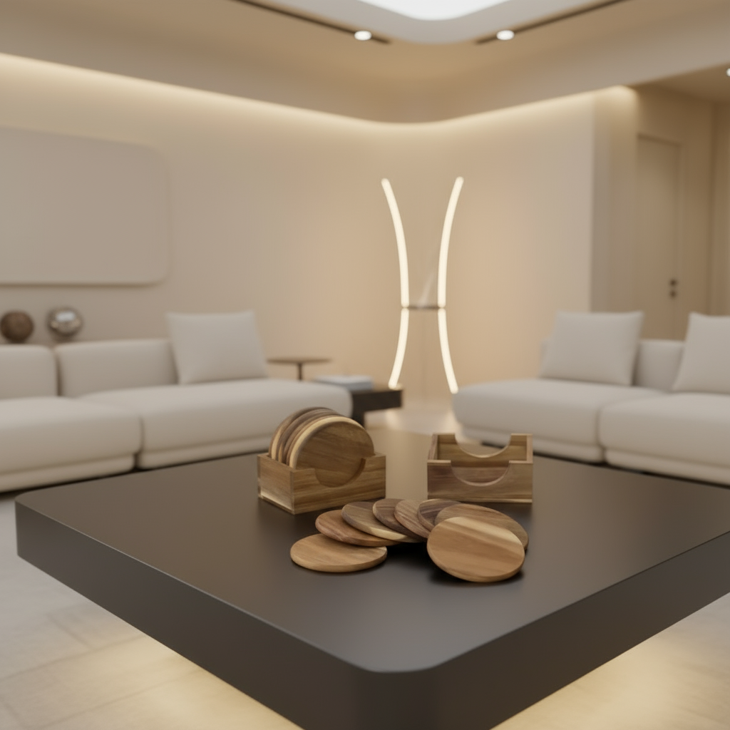 Wooden Coasters, Light Hardwood