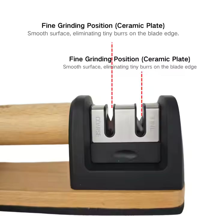 Two-Stage Knife Sharpener with Wooden Handle
