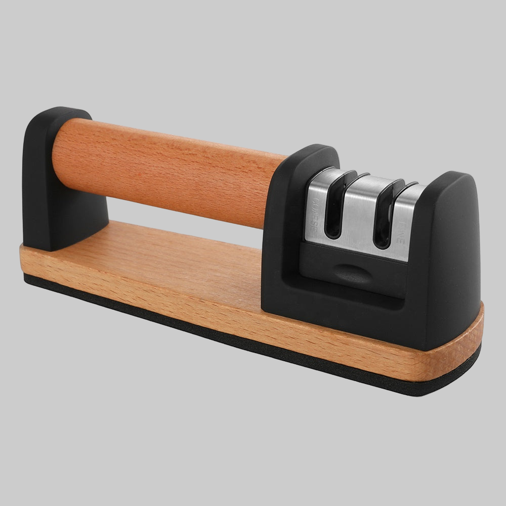 Two-Stage Knife Sharpener with Wooden Handle