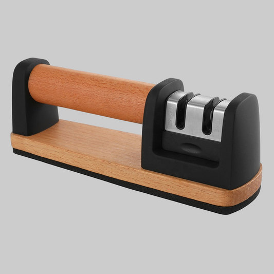 Two-Stage Knife Sharpener with Wooden Handle