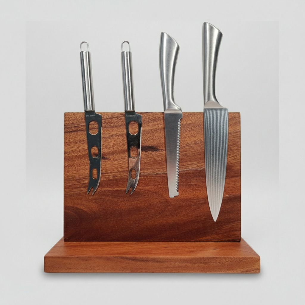 Countertop Magnetic Knife Holder, Acacia Hardwood