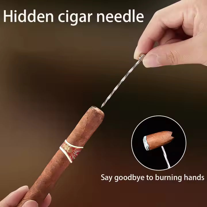 Cigar Lighter Torch, "Redwood grain", with V-shaped Cigar Cutter