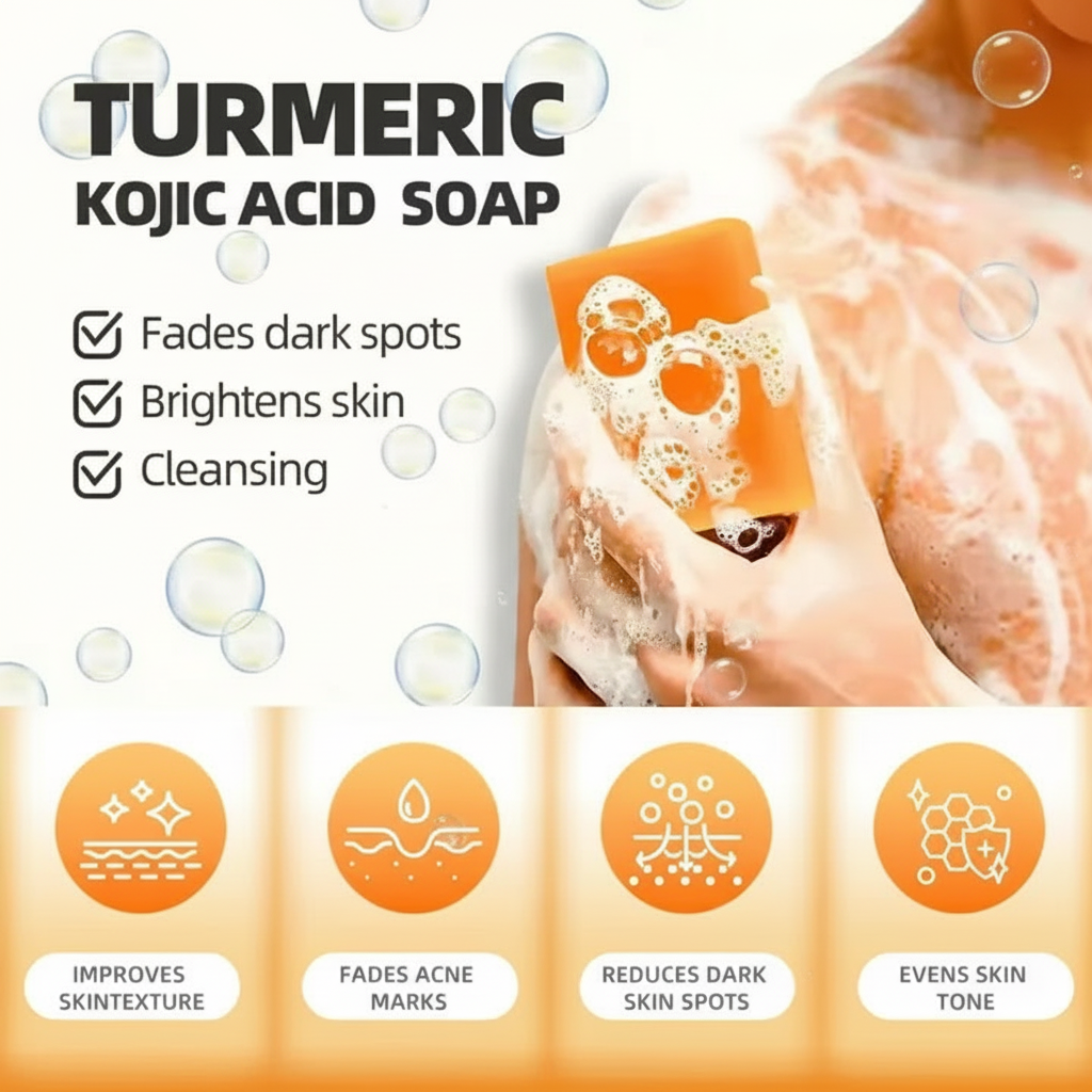 Turcuma Kojic acid Handmade Scrub Soap, 100g