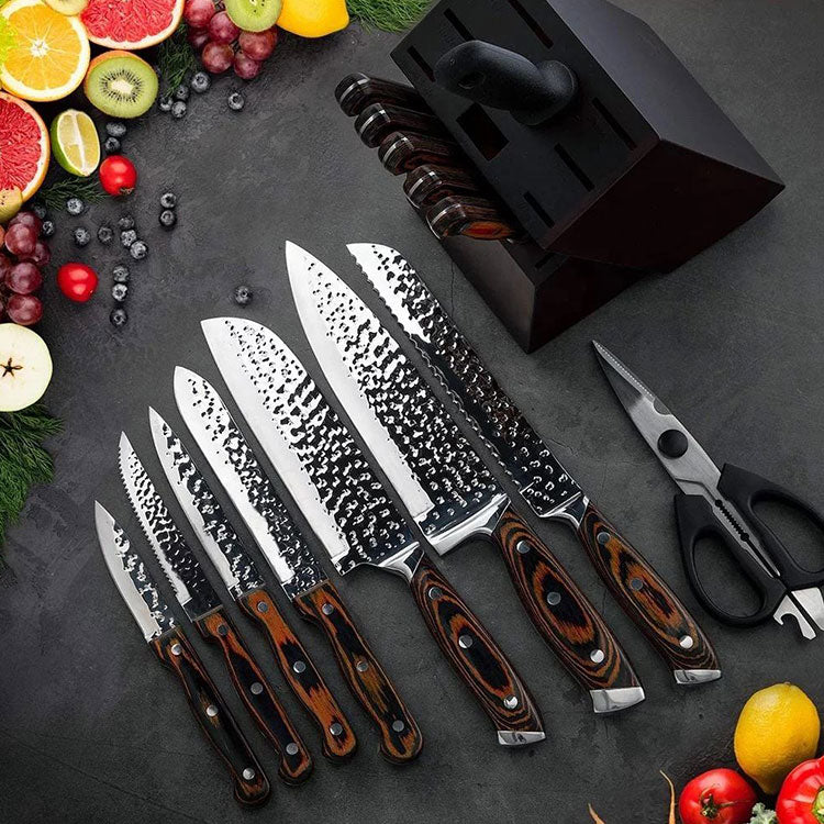 Professional Kitchen Knives Set, 15pcs – Includes Block, Sharpener and Scissors