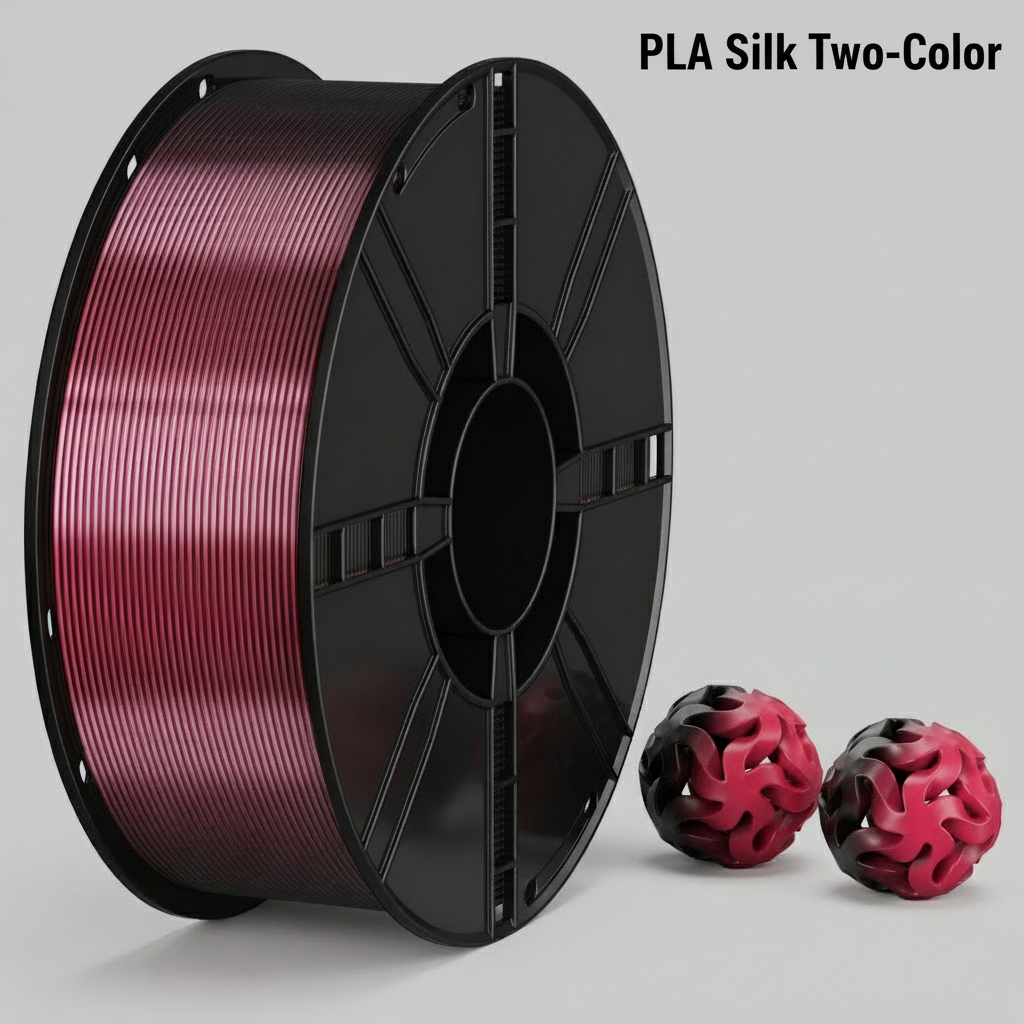 PLA 3D Printer Filament, Silk Two-Color, 1kg (2.2lb) Spool, 1.75mm +/- 0.02mm