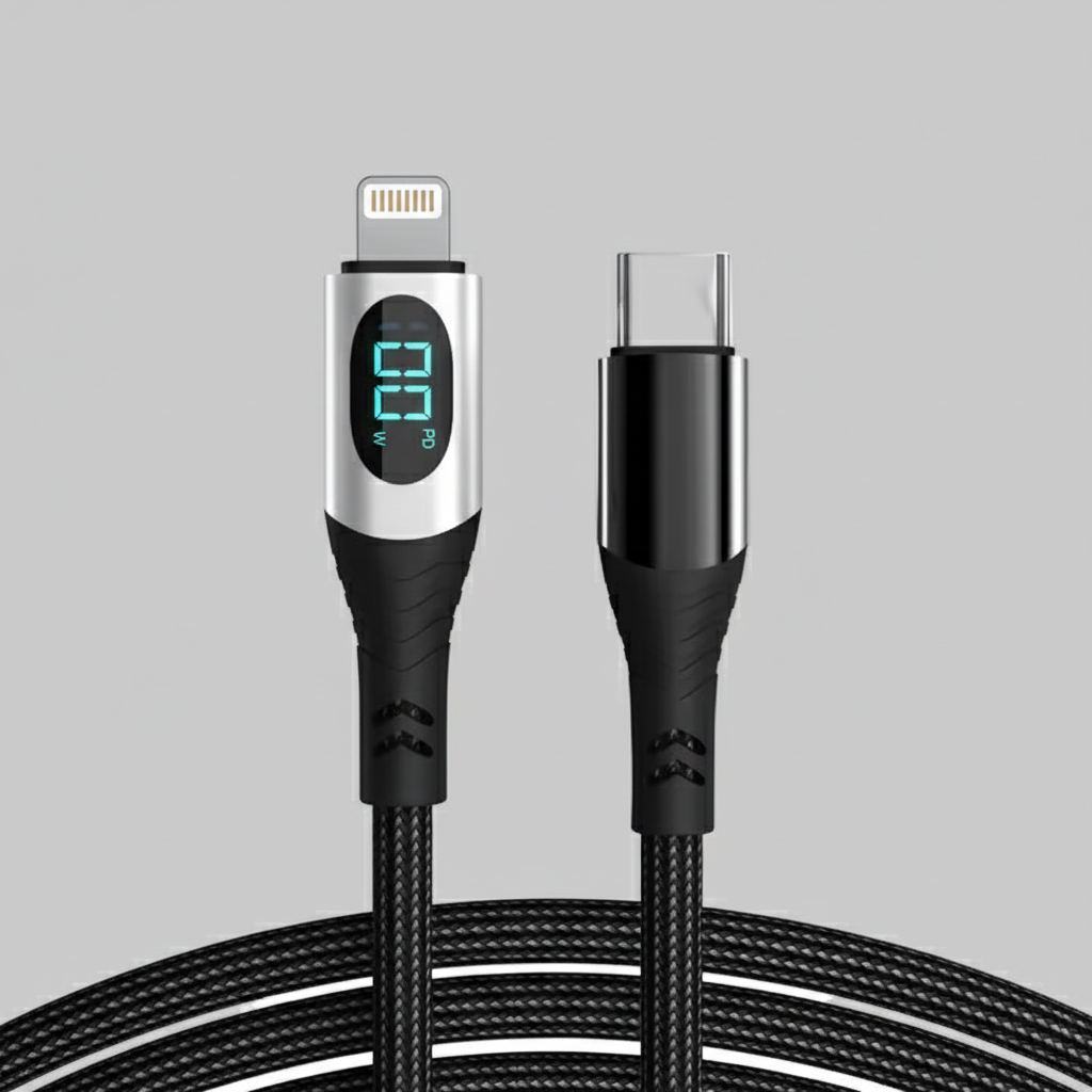 LED 6.5ft TypeC to iPhone Charging Cable, 100W