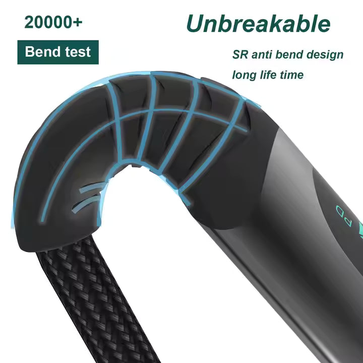 LED 6.5ft Type-C to Type-C Charging Cable, 100W