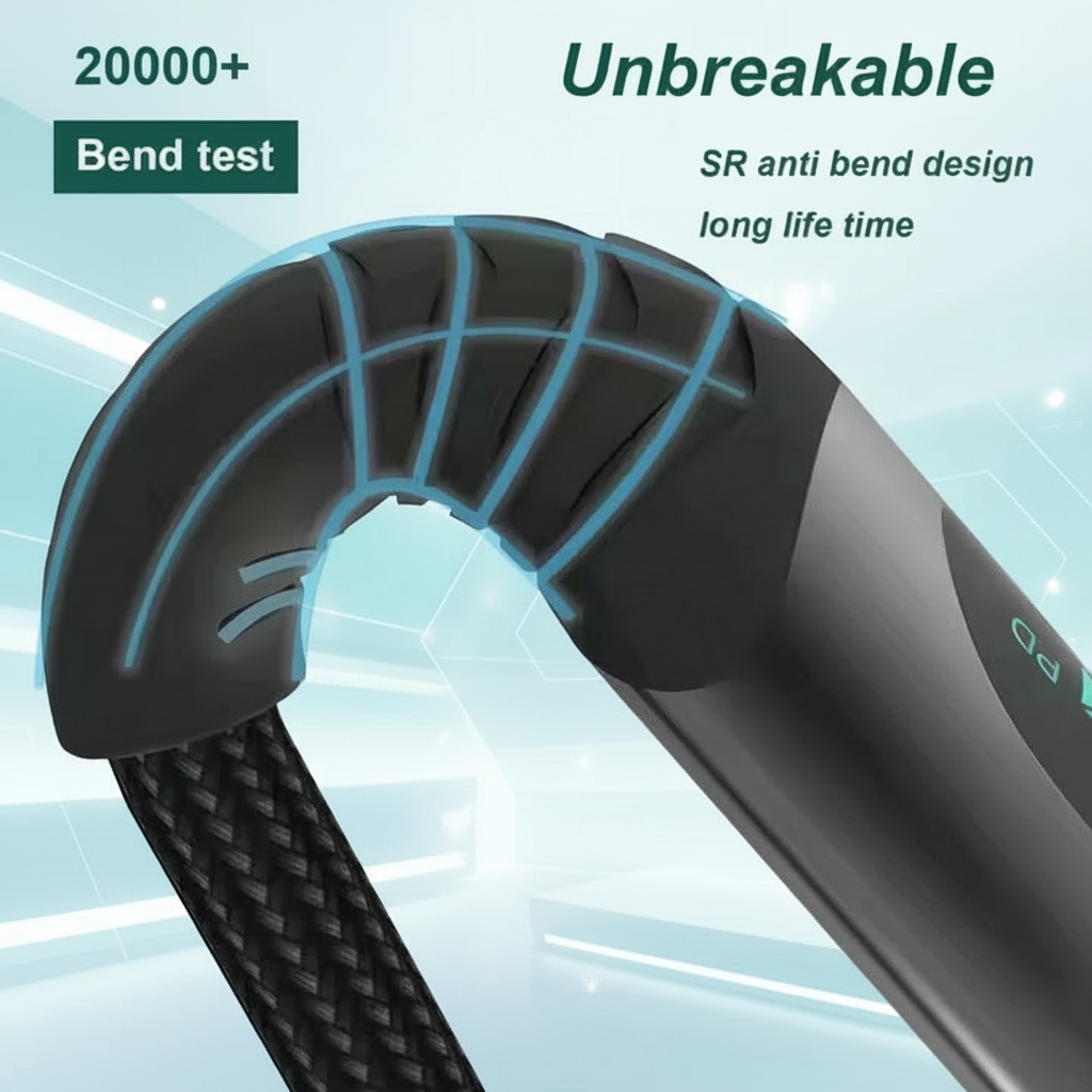 LED 4ft USB to Type-C Charging Cable, 100W