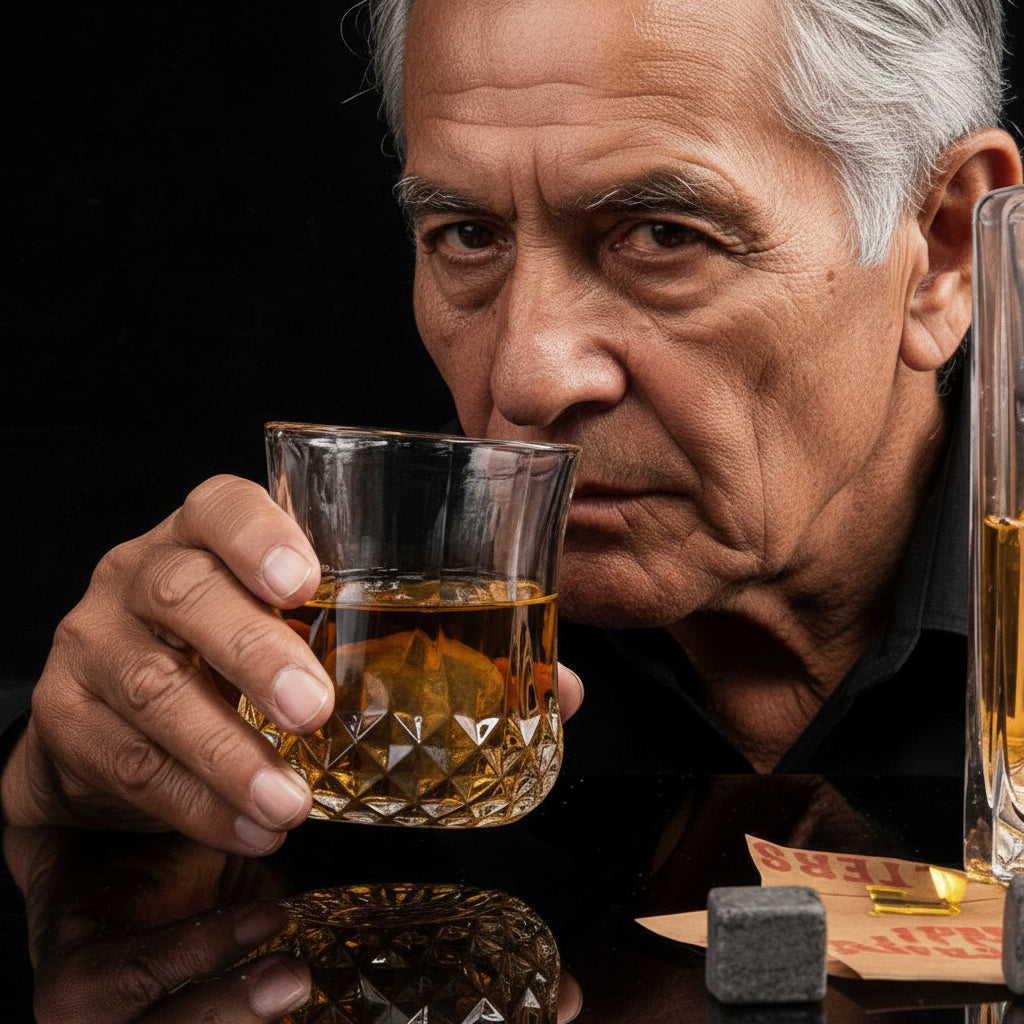 Whisky Chilling Stones & Glass Gift Set in Wooden Box
