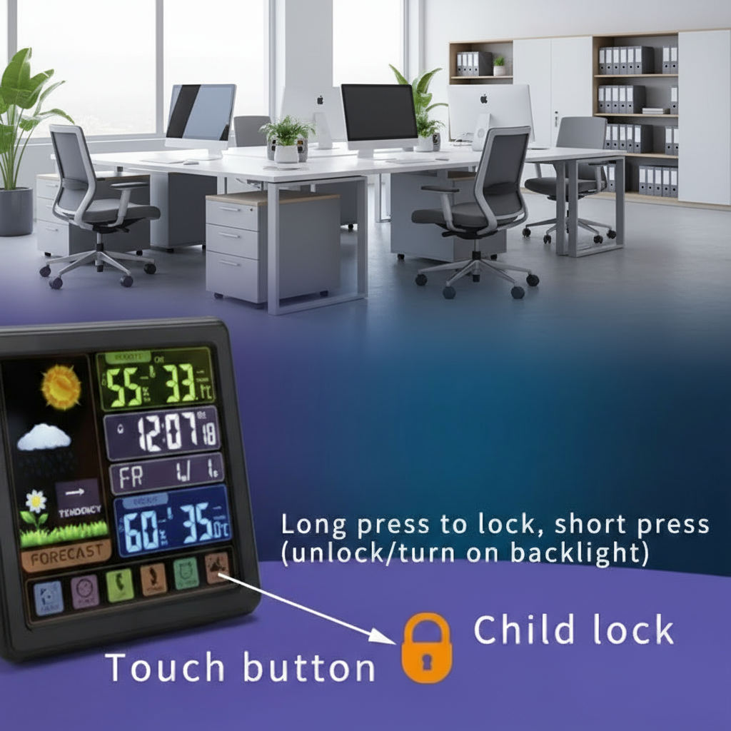 Digital Weather Station, Black with Indoor/Outdoor wireless sensor