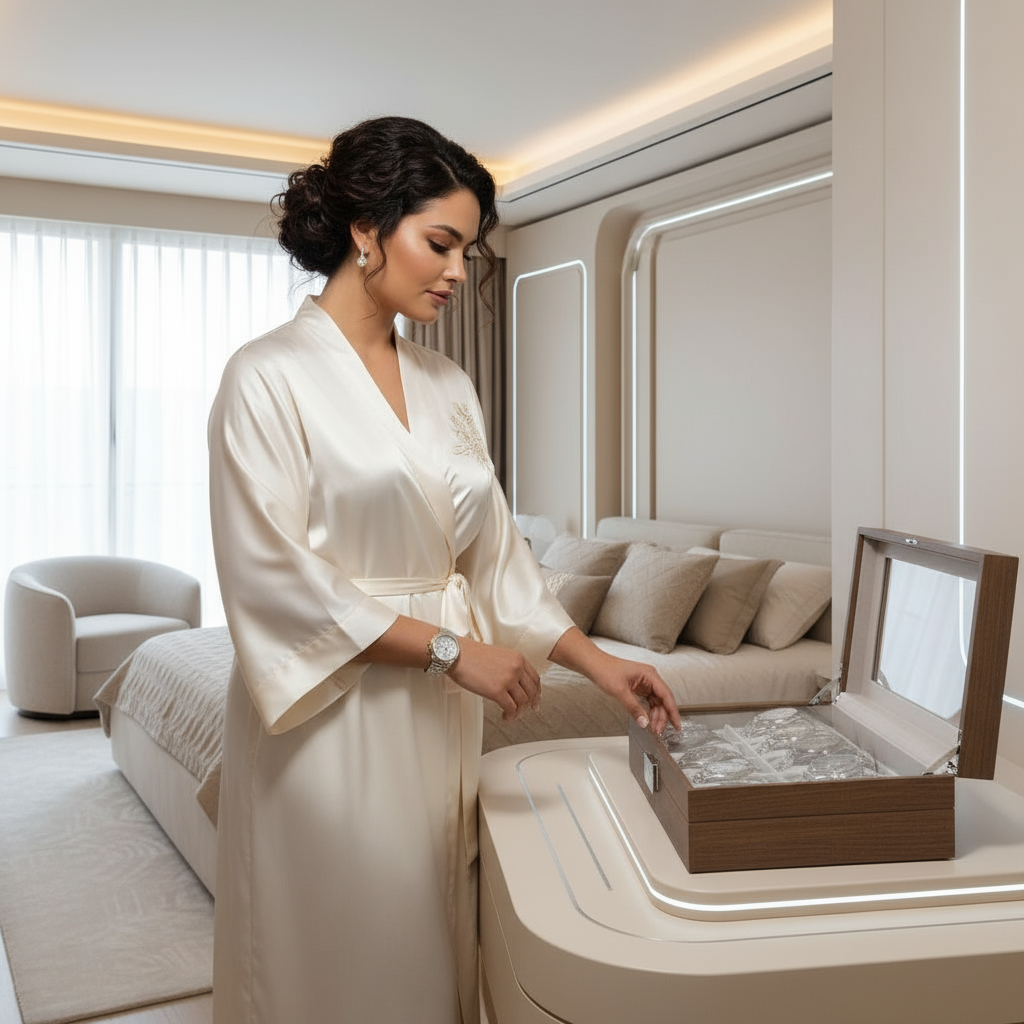 Watch Storage Box, Natural Rubberwood