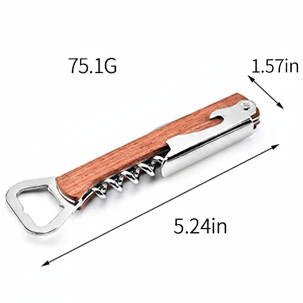 Wine/Beer Bottle Opener, Hardwood Handle