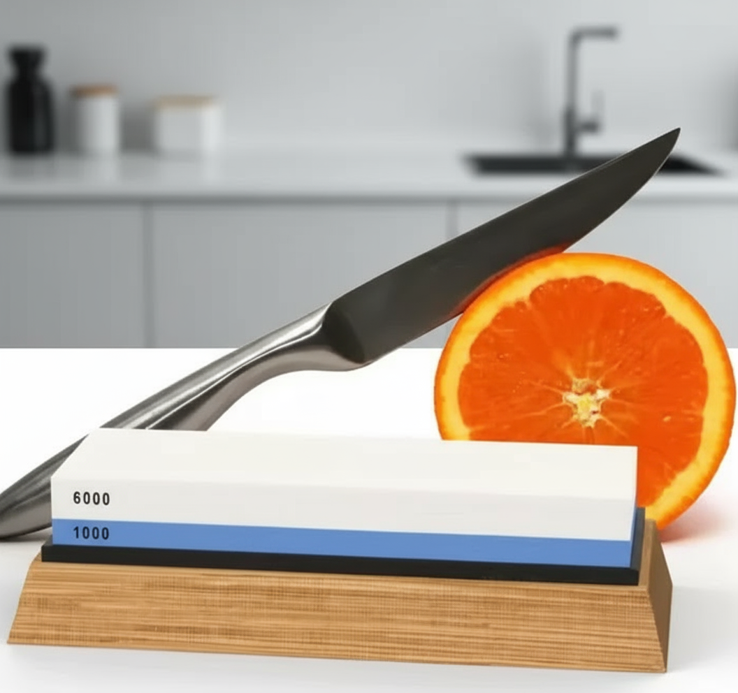 Knive Sharpening Water Stone,  Sized at 7x2.4x1.2 inches, with bonus Angle Guide