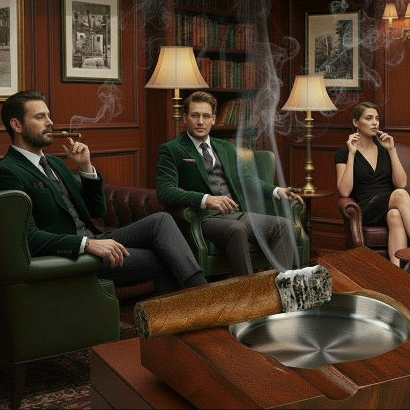 Cigar Ashtray, Hardwood, with Stainless metal Cup