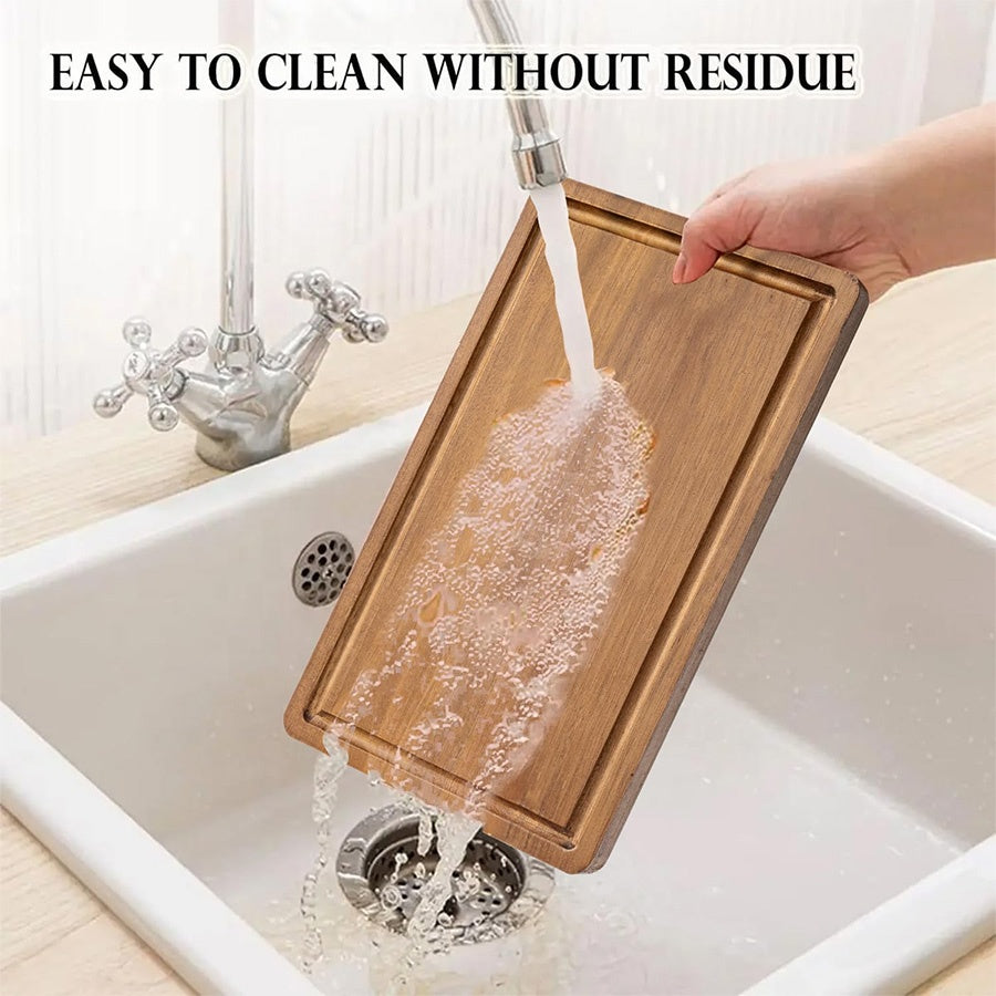 Acacia Wood Cutting/Serving Board Set, 4pcs, including Holder