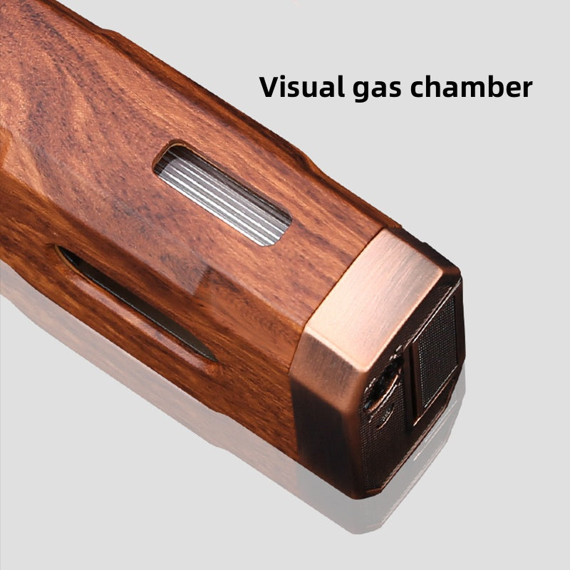 Cigar Lighter Torch, "Redwood grain", with V-shaped Cigar Cutter