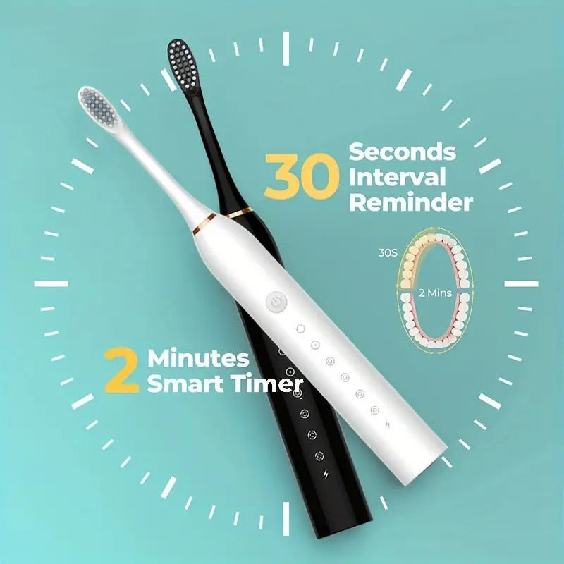 Sonic Electric Toothbrush, White, Waterproof, Rechargeable