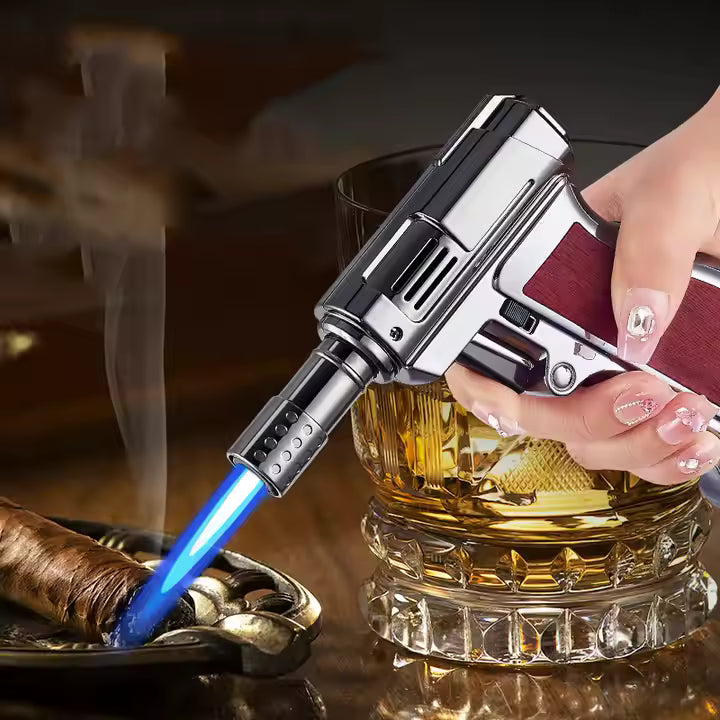 Gas Lighter Torch "Silver Metal Color" Pistol grip Handle
