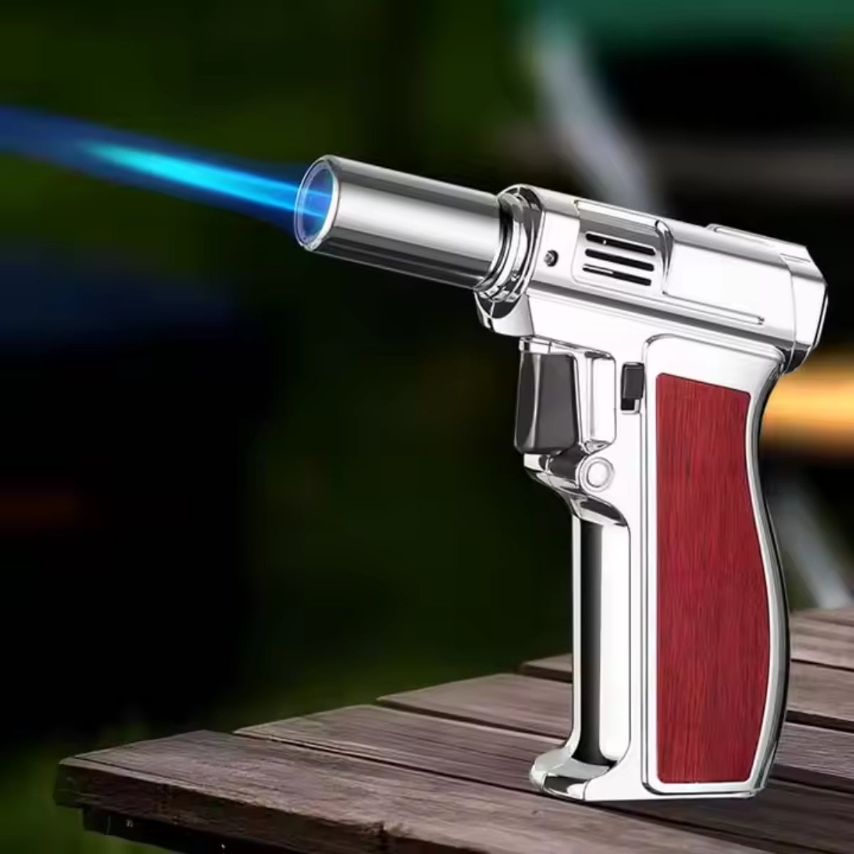Gas Lighter Torch "Silver Metal Color" Pistol grip Handle