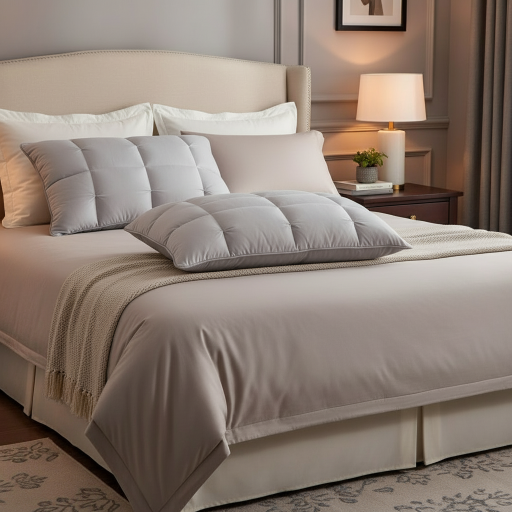 Modern Feather, Comfortable Pillow, Light Gray, Washable,  800g