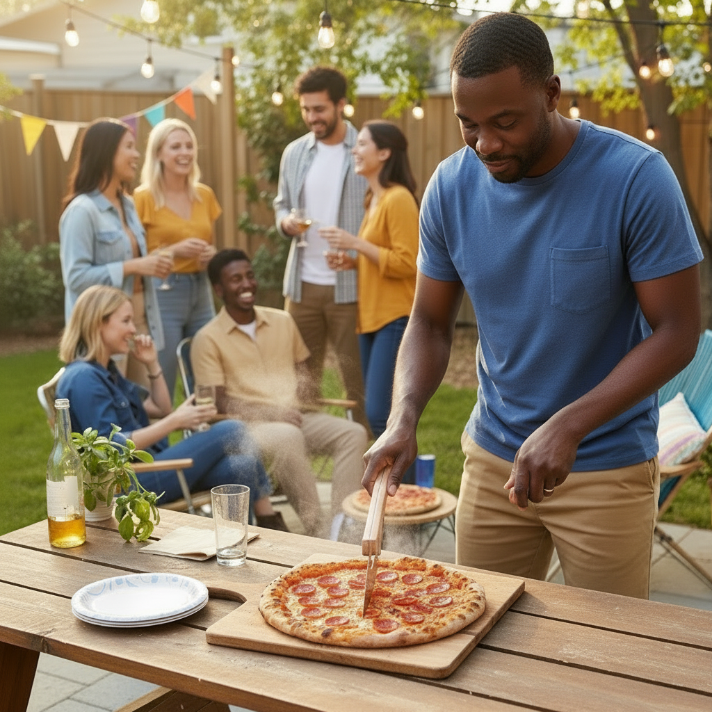 14" Pizza Cutter, Premium Wooden Handle