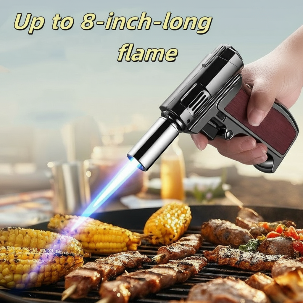 Gas Lighter Torch "Gun Metal Color" Pistol grip Handle