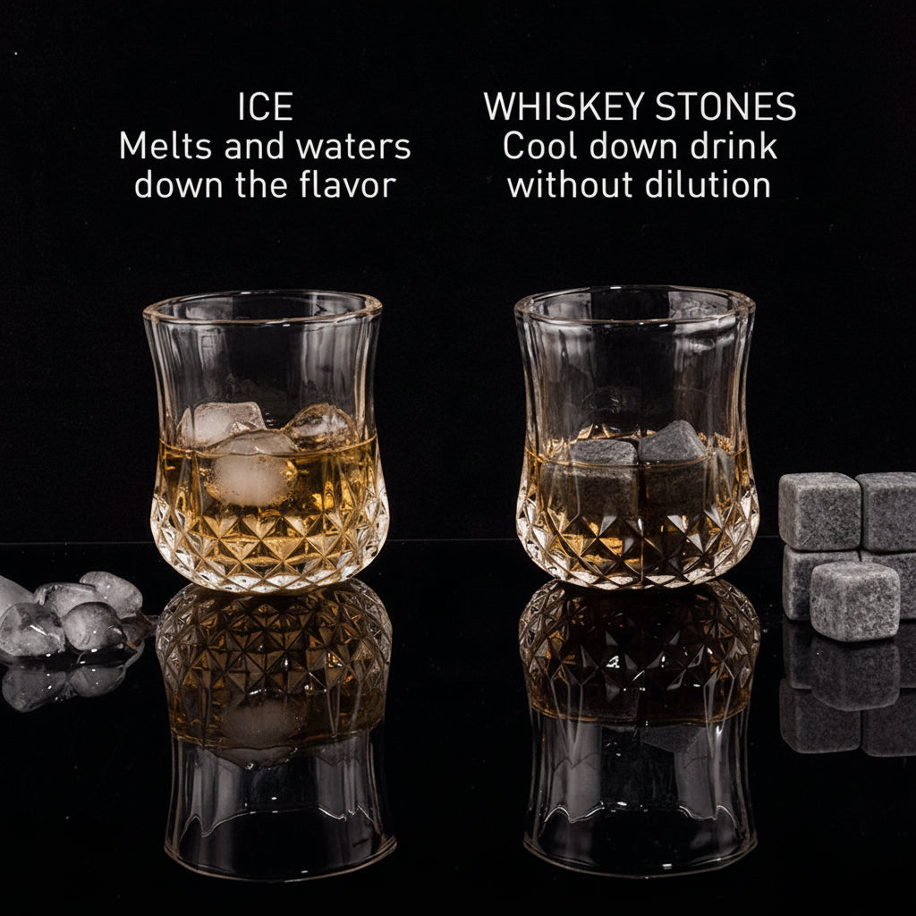 Whisky Chilling Stones & Glass Gift Set in Wooden Box