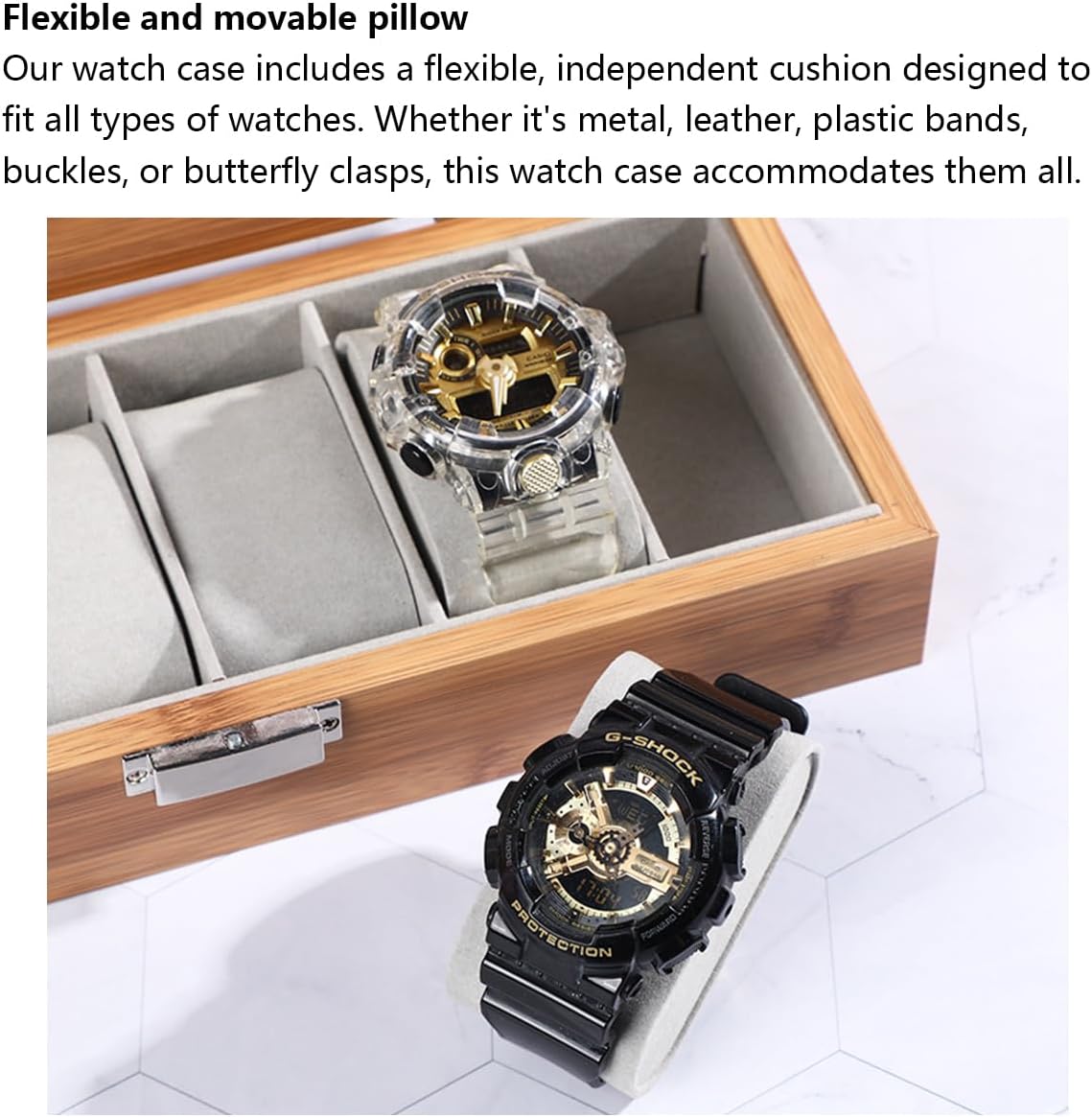 Watch Storage Box, Natural Rubberwood